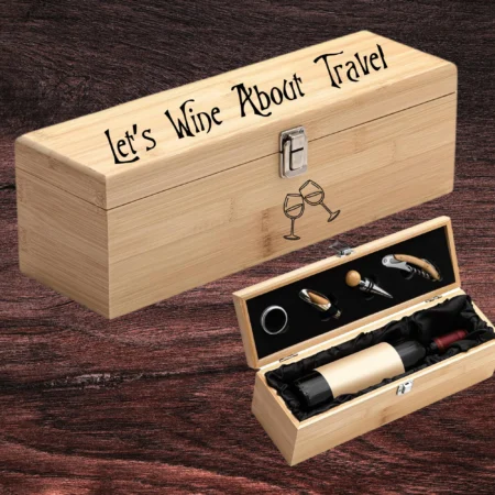 Lets Wine About Travel Deluxe Engraved Wine Box