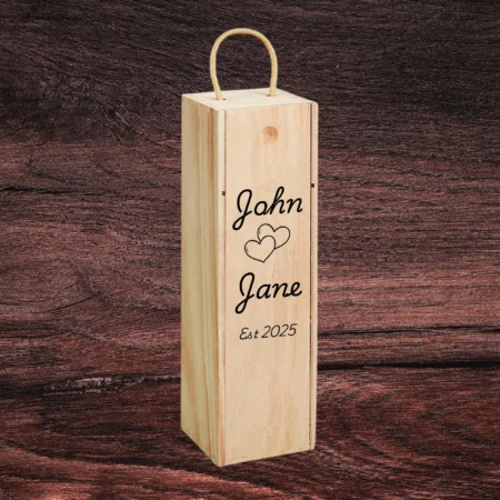 Names & Heart Basic Engraved Wine Box