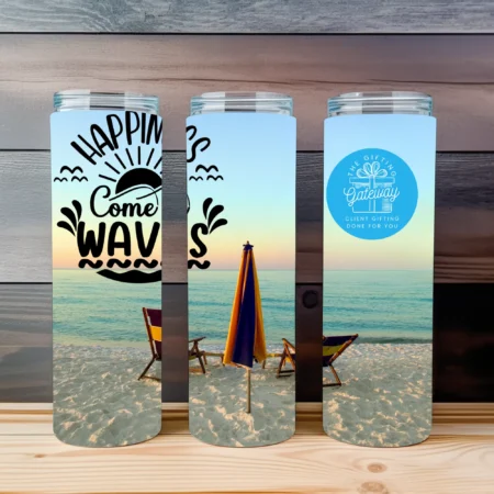 Happiness Comes in Waves Tumbler and Flip Top Gift