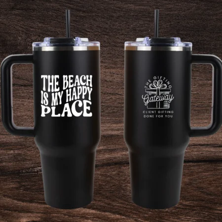 Beach is my Happy Place 40oz Engraved Tumbler Gift (Multiple Colors)