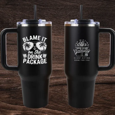 Blame it on the Drink package 40oz Engraved Tumbler Gift (Multiple Colors)