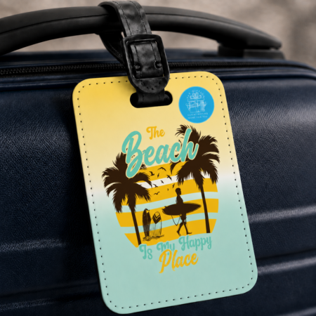 The Beach is My Happy Place Yellow Luggage Tag Gift