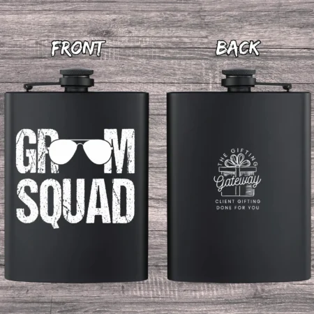 Groom Squad Glasses Engraved Flask