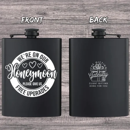 Honeymoon, Give Us Free Stuff Engraved Flask