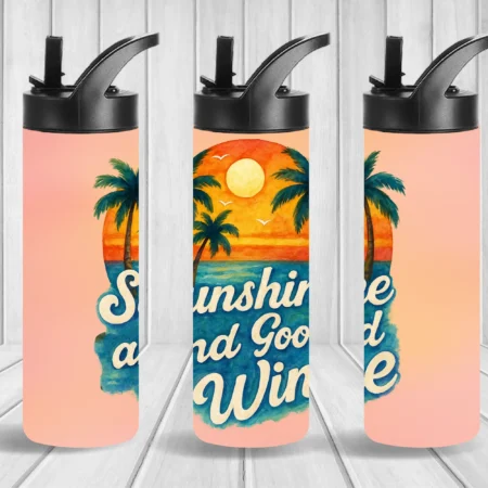 Sunshine And Good Wine Tumbler & Flip Top Gift