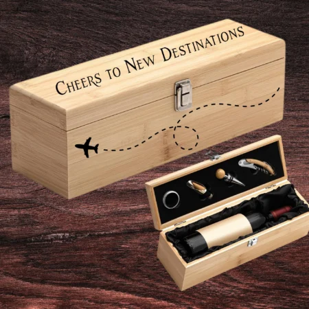 Cheers to New Destinations Deluxe Engraved Wine Box