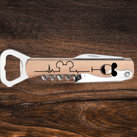 Magic Heartbeat Engraved Wooden Wine Bottle Opener