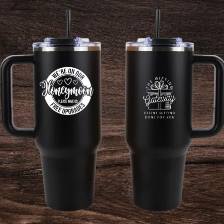 On our Honeymoon, Give Us Free Stuff 40oz Engraved Tumbler Gift (Multiple Colors)