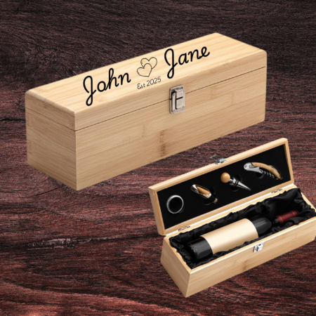 Name & Hearts Deluxe Engraved Wine Box