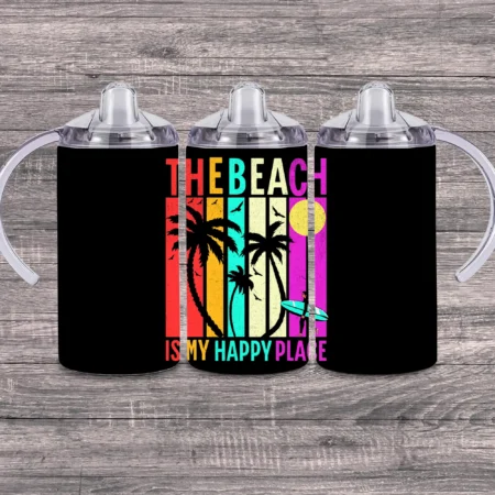 The Beach is my Happy Place Neon Sippy Cup Gift