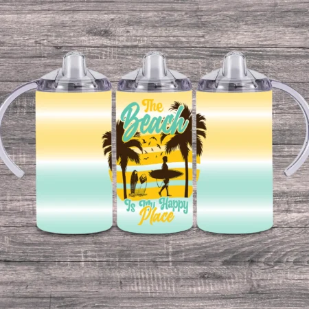 The Beach is my Happy Place Yellow Sippy Cup Gift