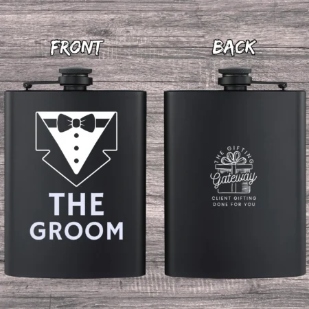 The Groom Engraved Flask