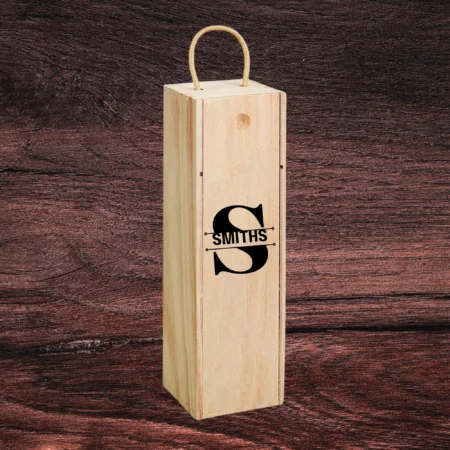 Monogram Name Basic Engraved Wine Box