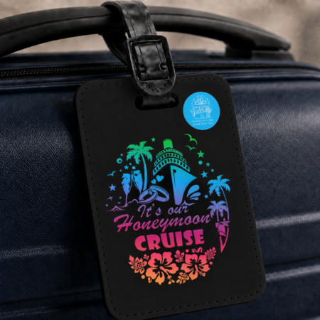 It's our Honeymoon Cruise Luggage Tag Gift