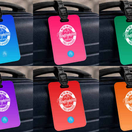 We're On Our Honeymoon, Please Give Us Free Upgrades Luggage Tag Gift (1)